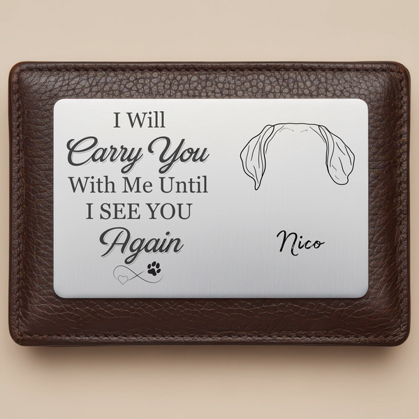 Personalized Dog Memorial Wallet Card - Custom Aluminum Keepsake with Breed Outline, Name & Quote - Sympathy Gift for Pet Loss
