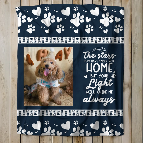 Custom Photo Your Light Will Guide Me Always - Memorial Personalized Custom Blanket - Sympathy Gift For Pet Owners, Pet Lovers