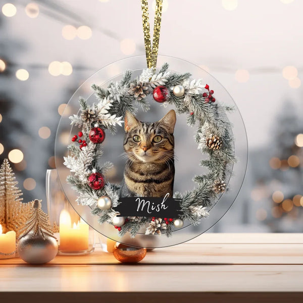 Custom Memorial Circle Glass Ornament – Personalized Christmas Keepsake and Sympathy Gift for Animal Lovers and Family Members