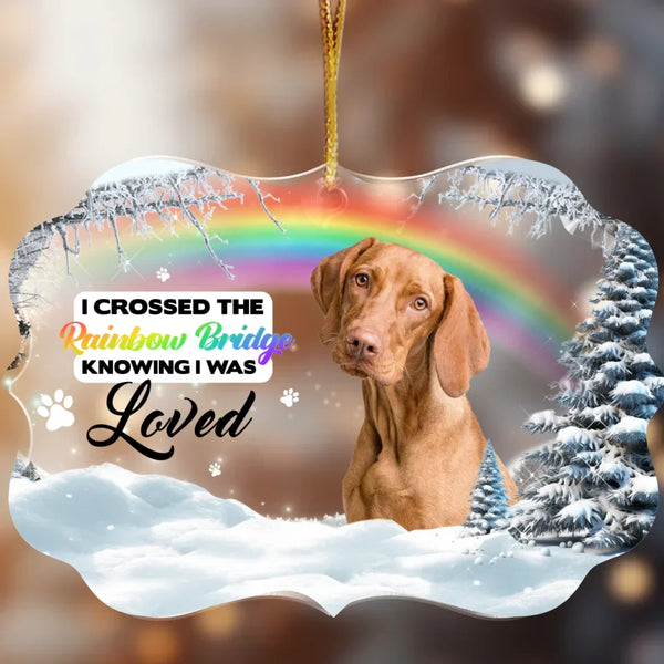 I Crossed the Rainbow Bridge – Personalized Medallion Memorial Ornament, Acrylic Pet Loss Keepsake, Perfect for Christmas & Holidays
