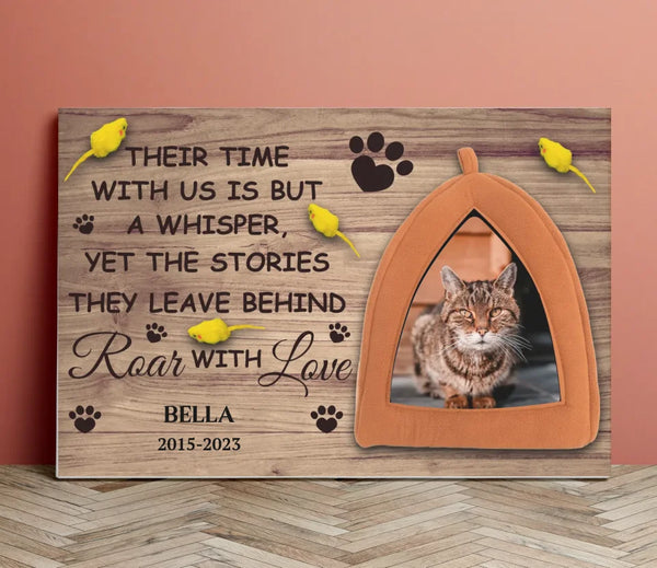 Their Time with Us Is but a Whisper Cat Image Upload - Upload Image, Personalized Horizontal Cat Memorial Canvas