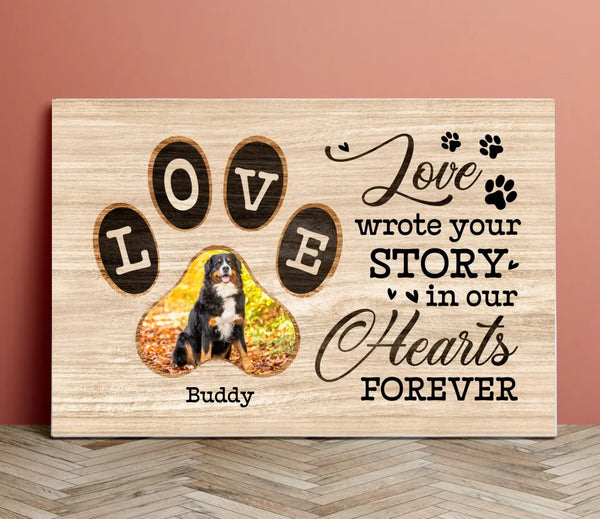 Personalized Pet Memorial Canvas - Custom Dog Photo Remembrance Wall Art | Love Forever Tribute
