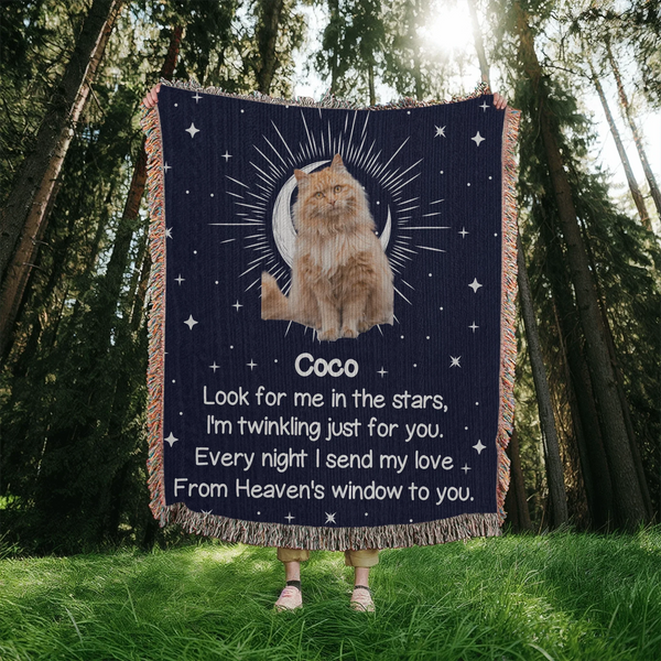 Personalized Pet Memorial Woven Blanket – “Look for Me in the Stars”