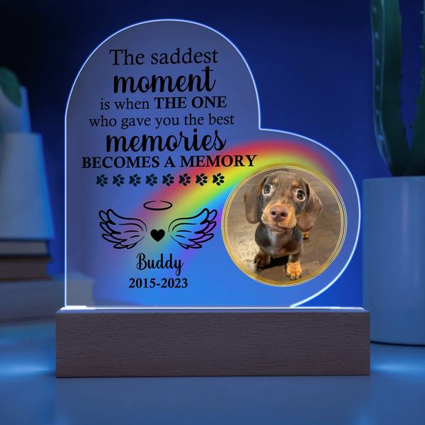 Personalized Heart Acrylic Memorial Plaque with LED Base