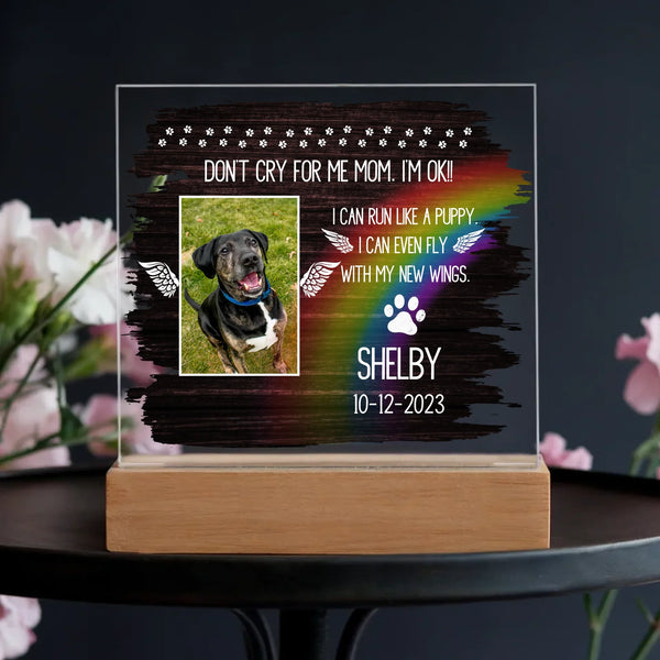 Personalized Rainbow Bridge Acrylic Memorial Plaque with LED Base