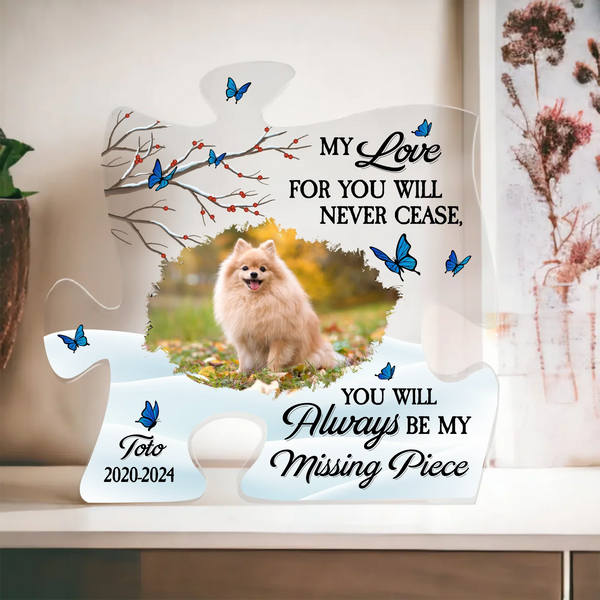 Custom Pet Memorial Puzzle Piece - Acrylic Photo Plaque | Personalized Dog & Cat Memorial Gift
