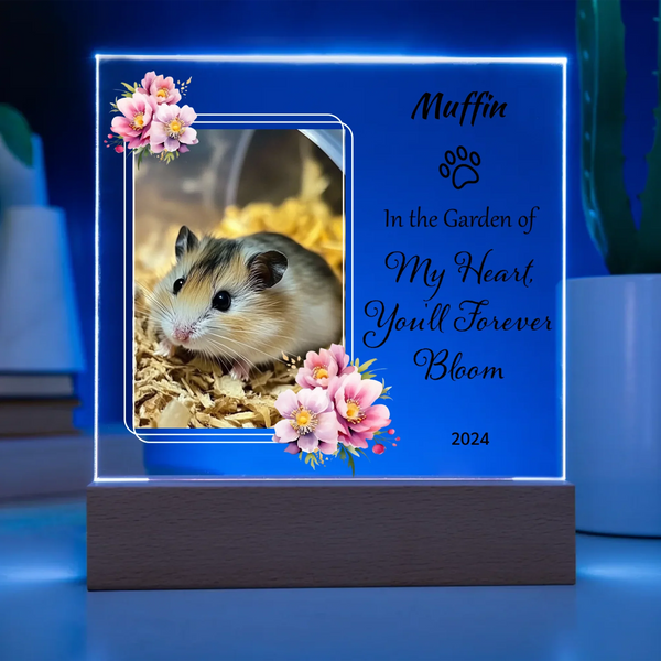 In the Garden of My Heart - Acrylic Square - Personalized Pet Memorial with LED Light