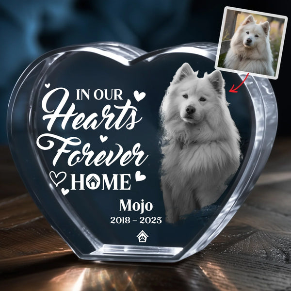 Personalized Pet Memorial 3D Crystal Heart - Custom Photo Engraved Keepsake, Sympathy Gift for Pet Parents & Animal Lovers