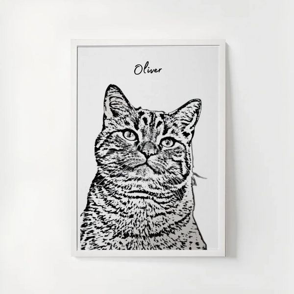 Personalized Pet Memorial Sketch Portrait Poster - Custom Line Art from Photo with Instant Preview