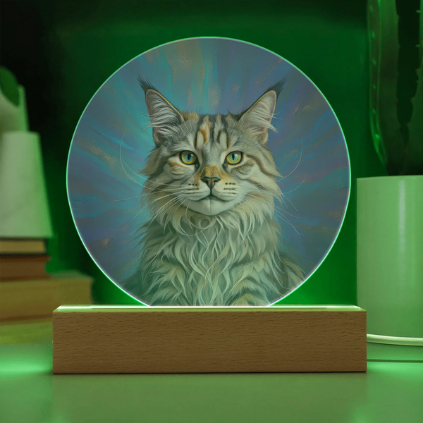 Celestial Aura Portrait LED Acrylic Circle Plaque – Personalized Pet Memorial Light
