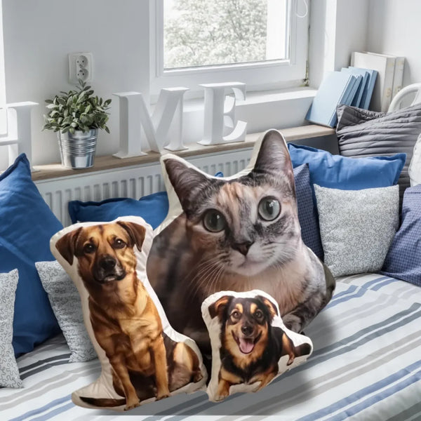 Personalized Custom Shape Pet Pillow – Photo Plush Cushion, Pet Portrait & Memorial Gift for Dog, Cat & Animal Lovers