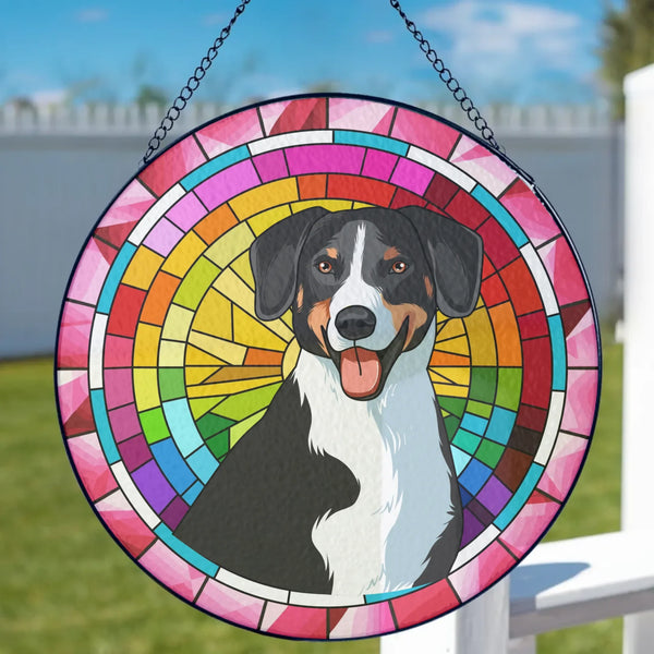 Custom Photo Portrait Dog Cat Family- Memorial Personalized Stained Glass Window Hanging Suncatcher - Sympathy Gift For Pet Owners, Pet Lovers