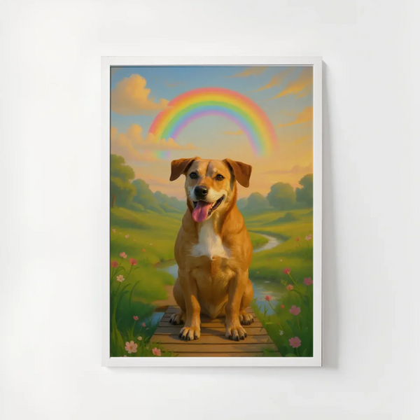 Rainbow Bridge Memorial Framed Poster - Made From Your Photo | Custom Pet Loss Gift