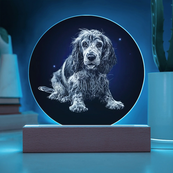 Etched Moonlit Portrait LED Acrylic Circle Plaque - Personalized Memorial Night Light