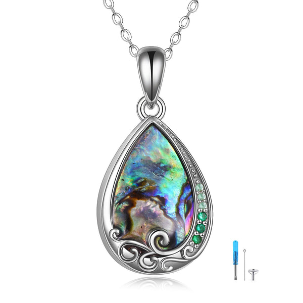 Pet Memorial Teardrop Urn Necklace – Ashes Keepsake Pendant – “Forever in My Heart”