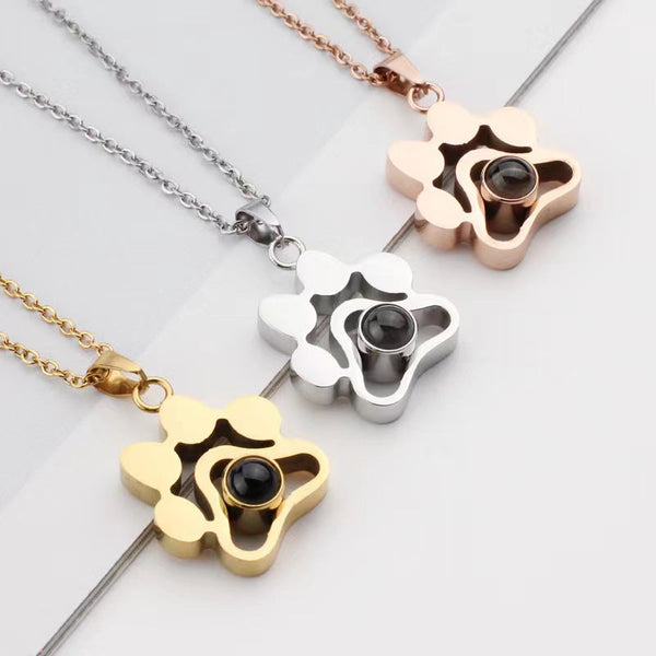 Personalized Paw Projection Necklace – Upload Your Pet Photo